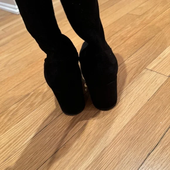 VINCE - Blythe Tall Black Suede Block Heel Boots - Picture 8 of 10